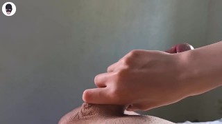 Hot brunette takes a big cock in her throat, juicy oral creampie